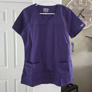 Cherokee Core Stretch V-Neck Scrub Top in Deep Purple